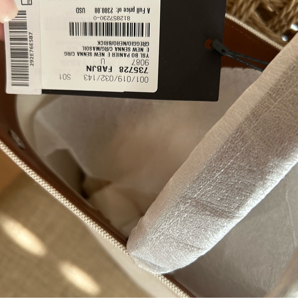 Saint Laurent Cream Canvas Rive Gauche Tote with Black Logo - Picture 7 of 7